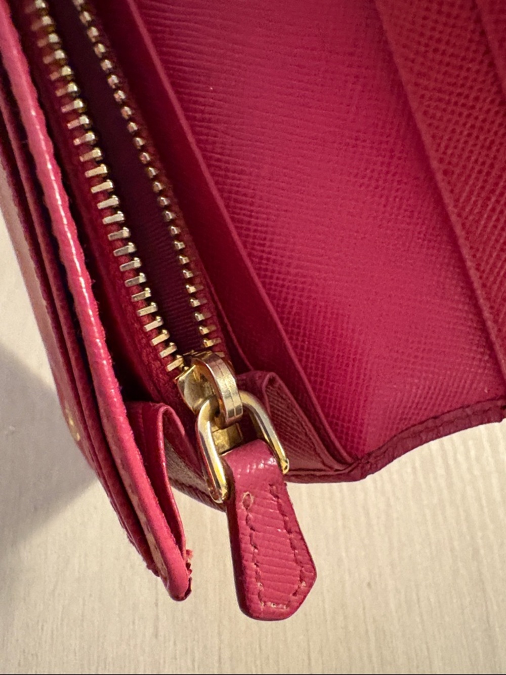 Prada Saffiano Leather Long Wallet - Raspberry - Picture 10 of 12